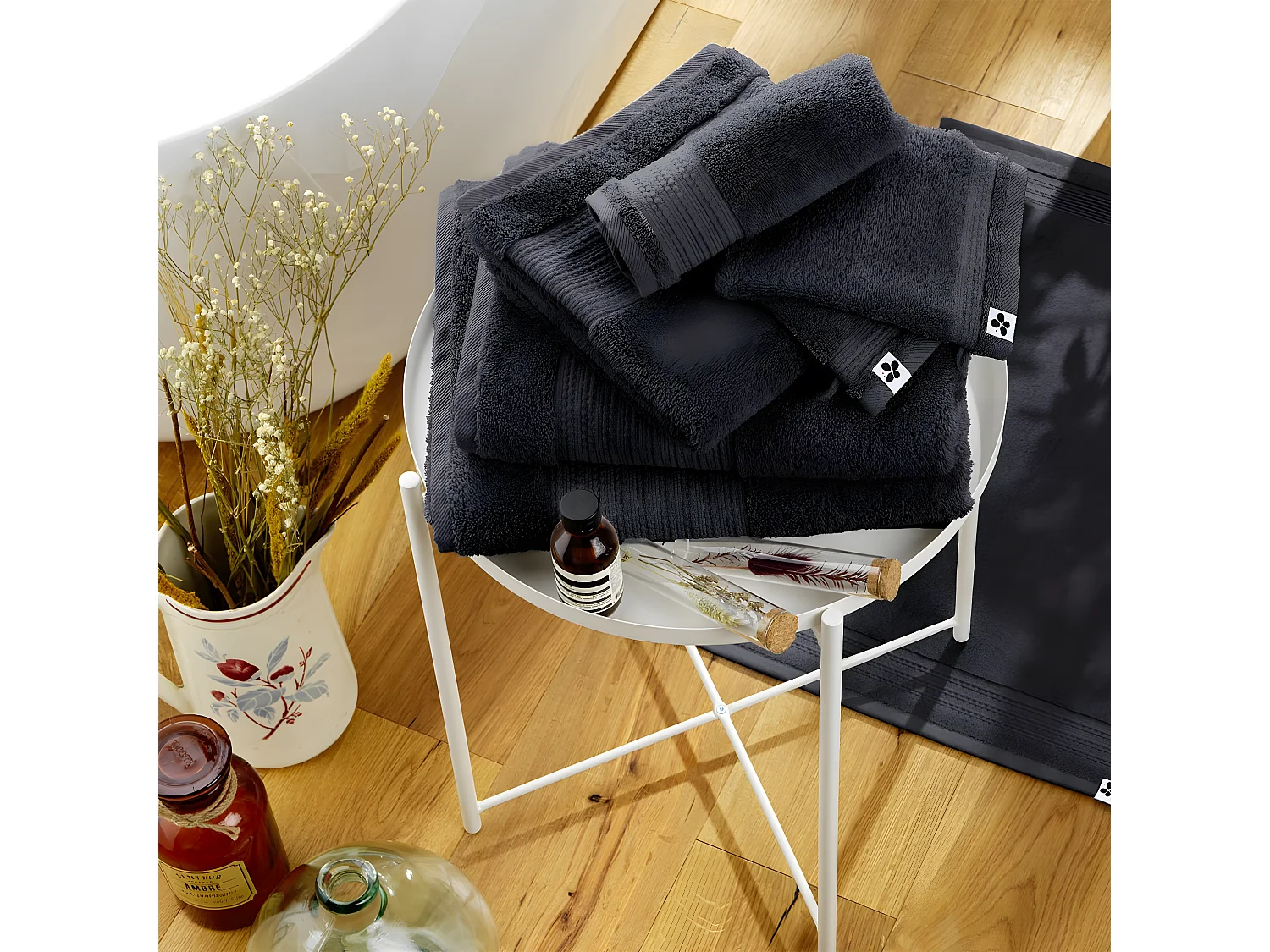 EMMA - Tapis de Bain 50x70cm en Coton Bio Coloris Orage