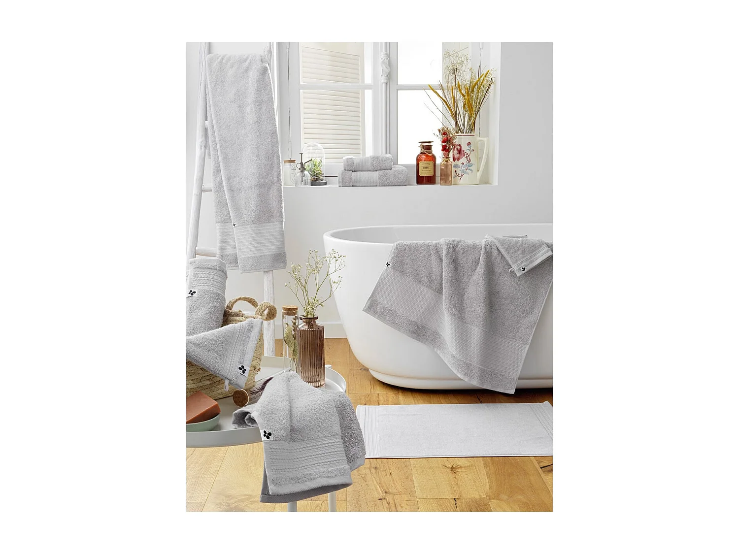 EMMA - Tapis de Bain 50x70cm en Coton Bio Coloris Nuage