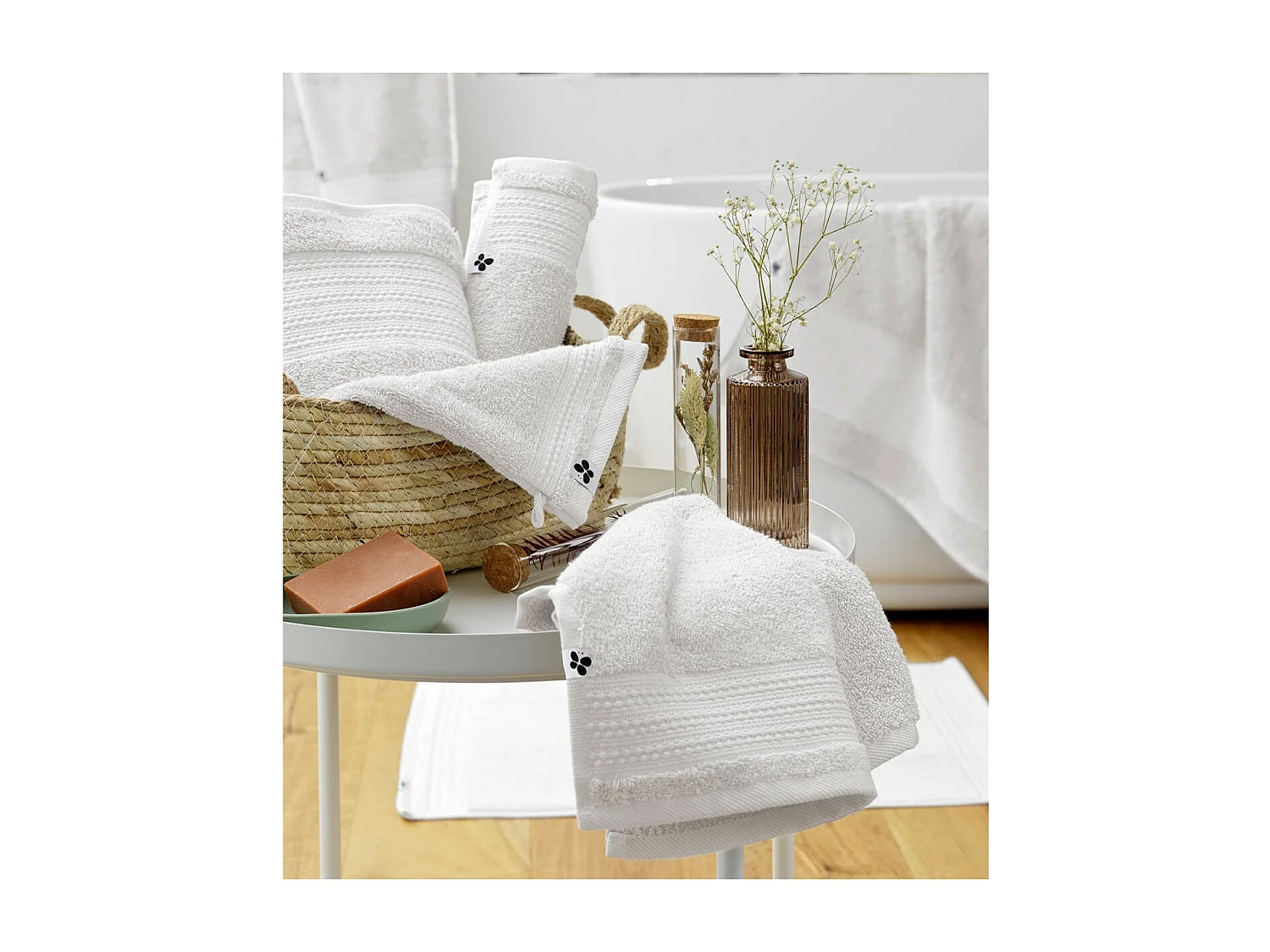 EMMA - Tapis de Bain 50x70cm en Coton Bio Coloris Chantilly