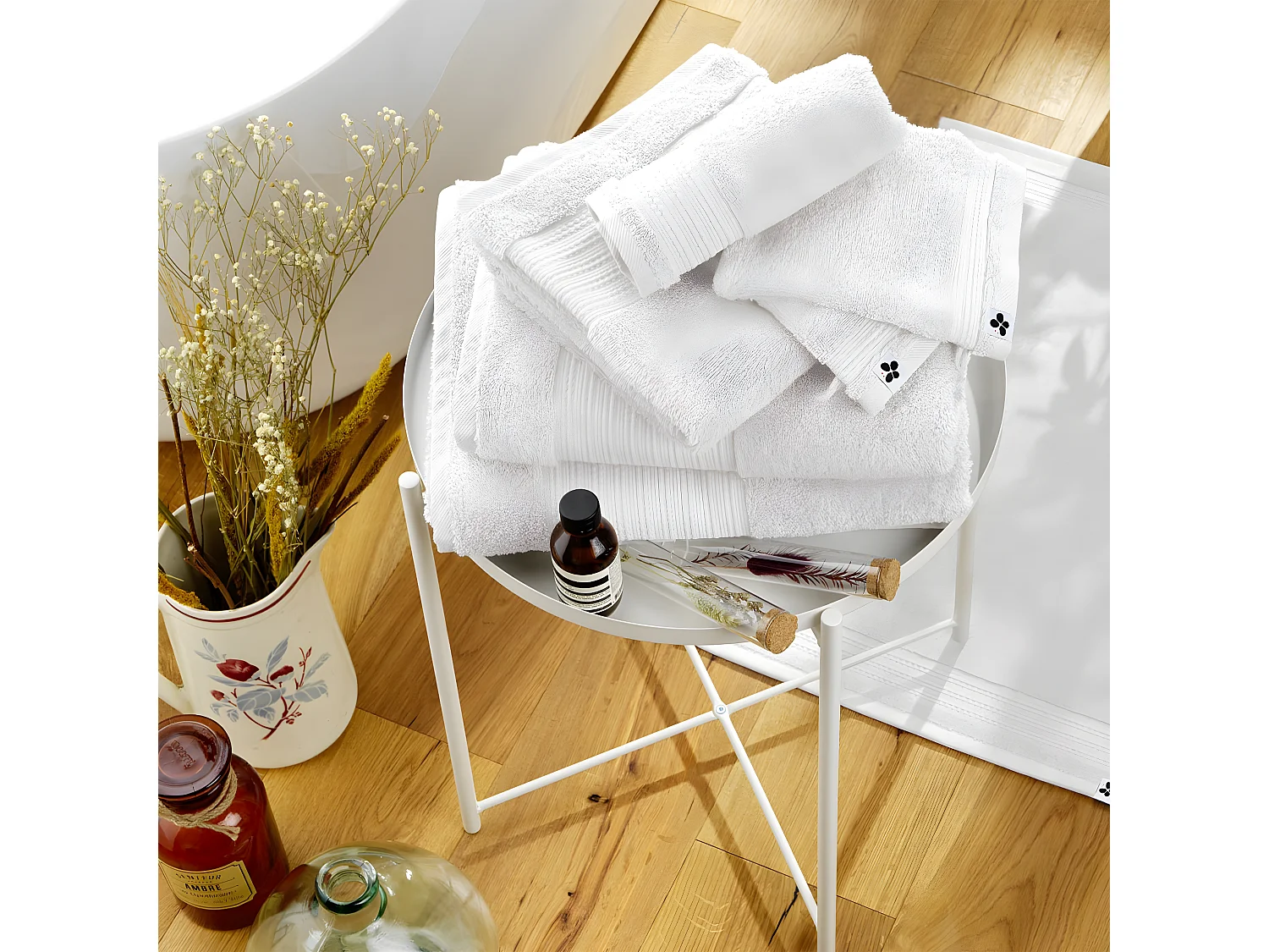 EMMA - Tapis de Bain 50x70cm en Coton Bio Coloris Chantilly