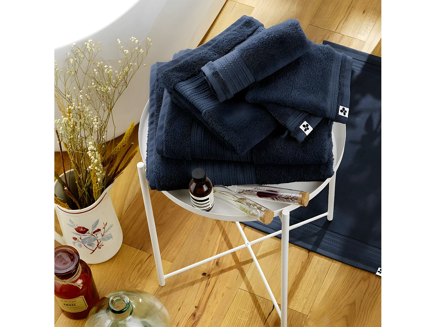 EMMA - Tapis de Bain 50x70cm en Coton Bio Coloris Minuit