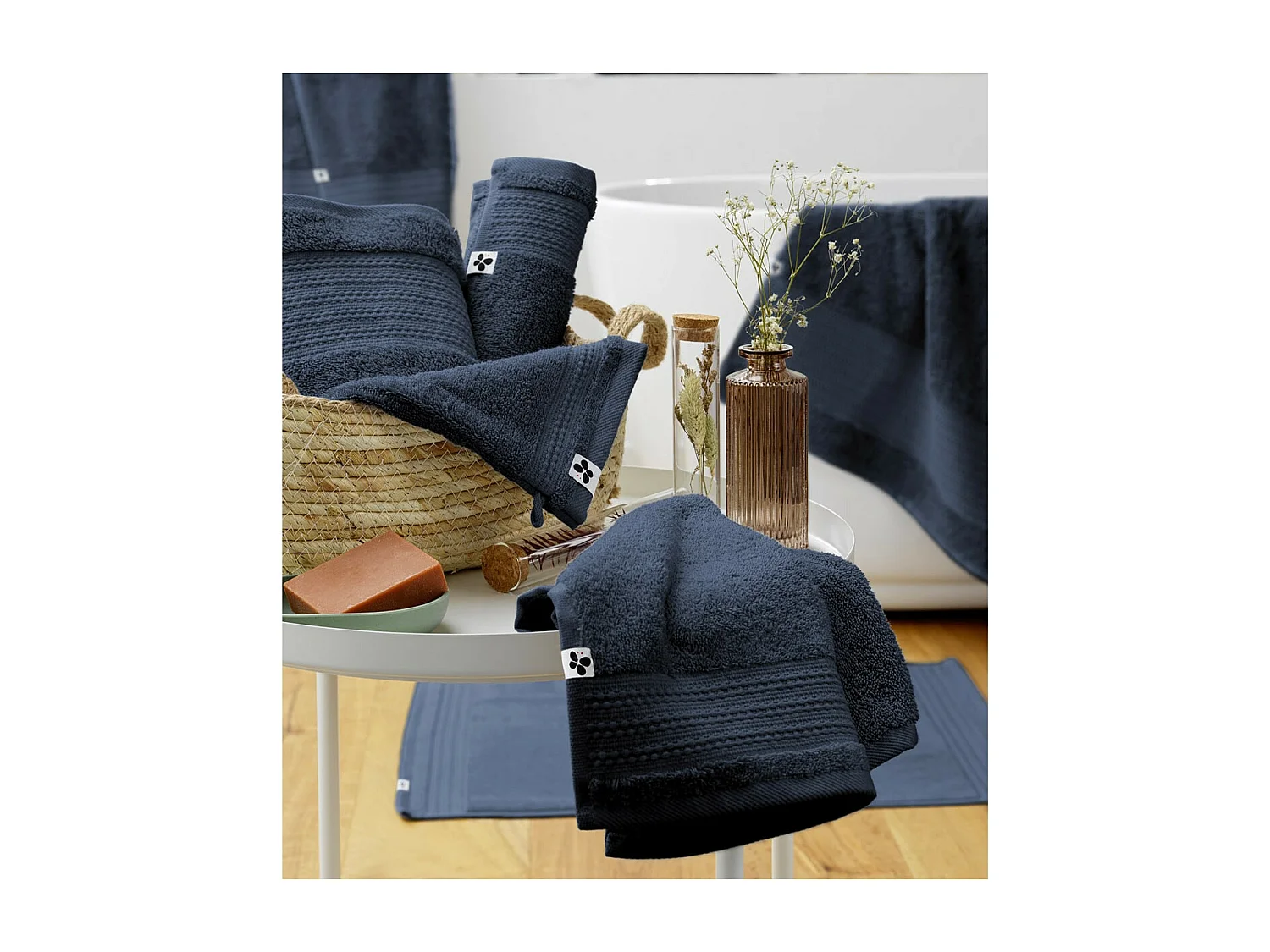 EMMA - Tapis de Bain 50x70cm en Coton Bio Coloris Minuit