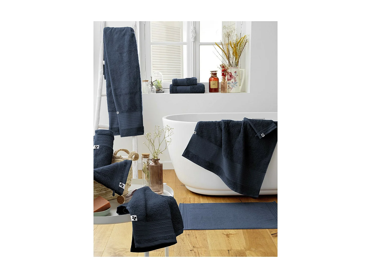 EMMA - Tapis de Bain 50x70cm en Coton Bio Coloris Minuit