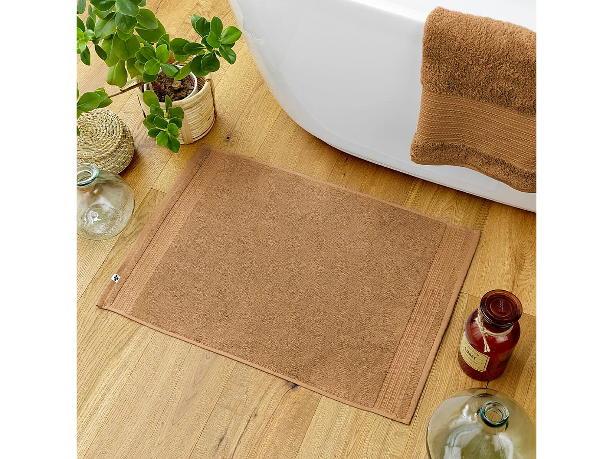 EMMA - Tapis de Bain 50x70cm en Coton Bio Coloris Camel