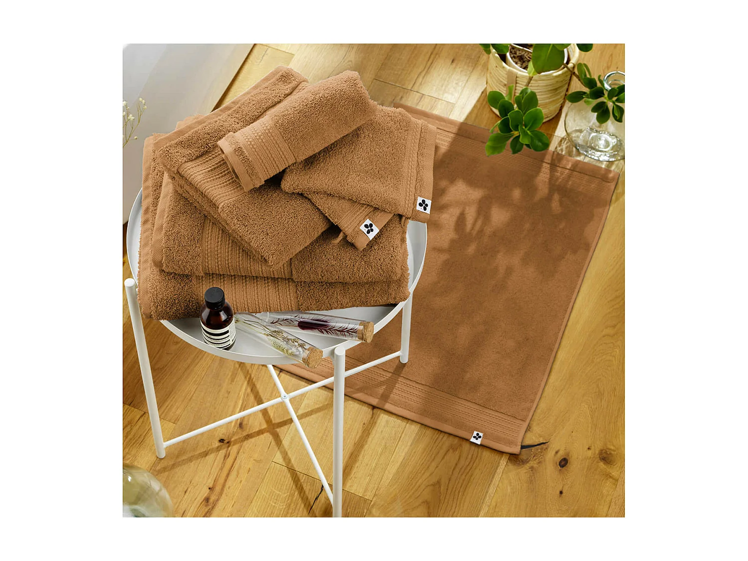 EMMA - Tapis de Bain 50x70cm en Coton Bio Coloris Camel