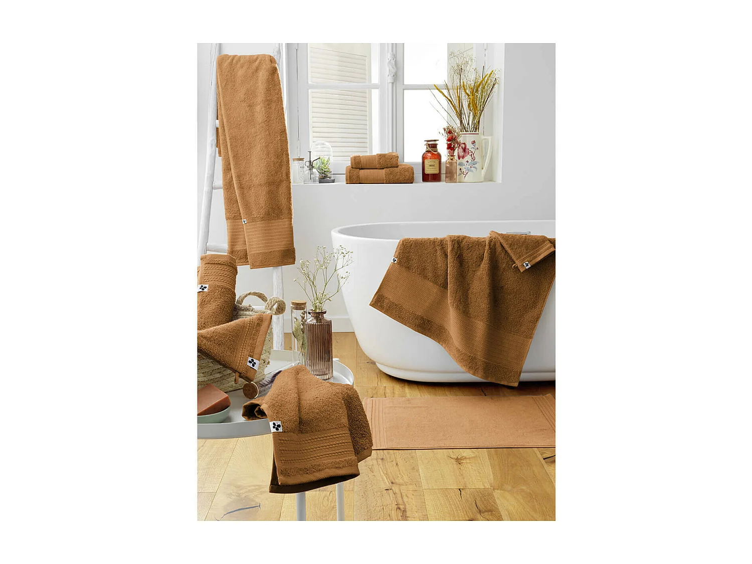 EMMA - Tapis de Bain 50x70cm en Coton Bio Coloris Camel