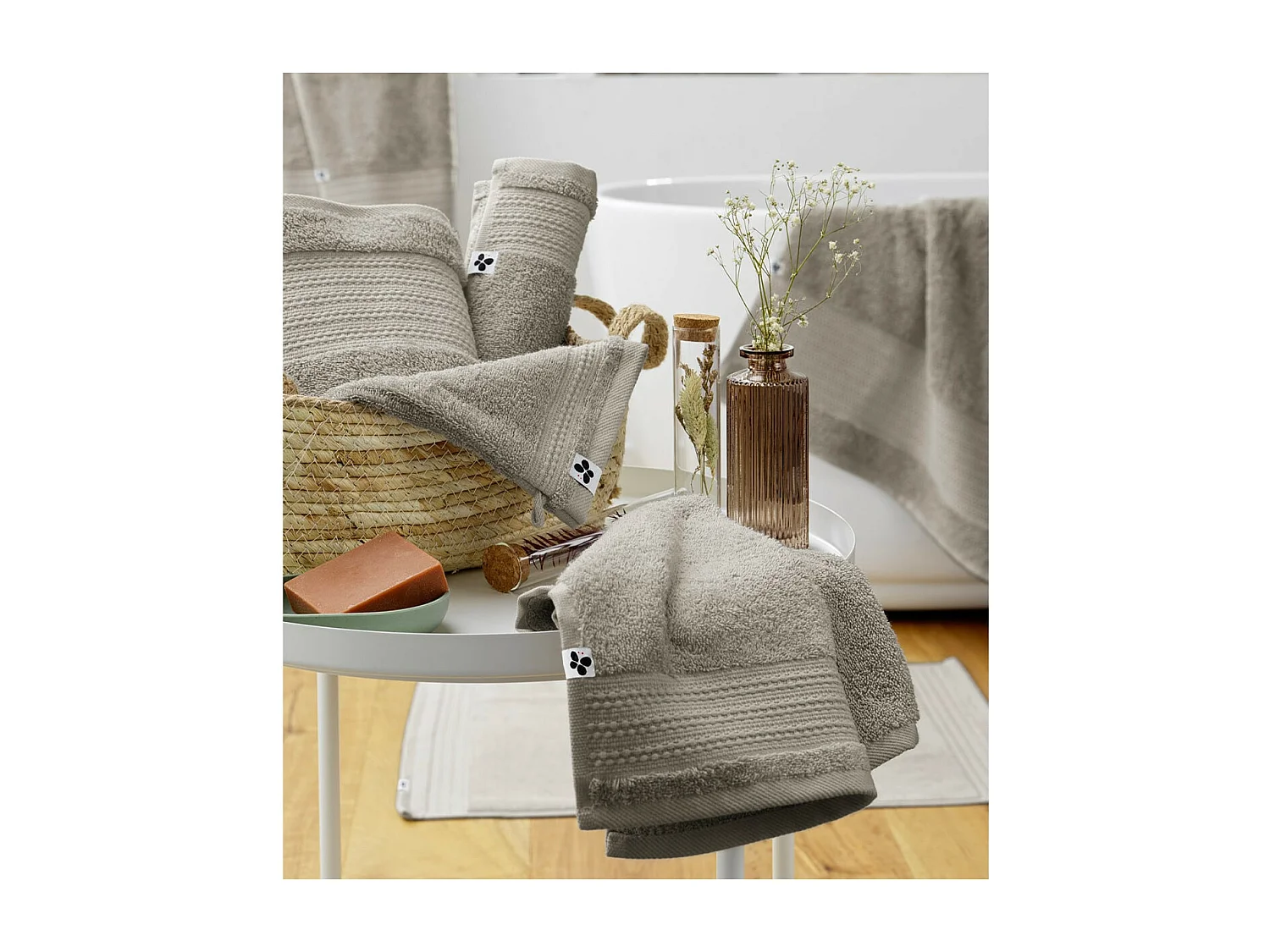 EMMA - Tapis de Bain 50x70cm en Coton Bio Coloris Argile