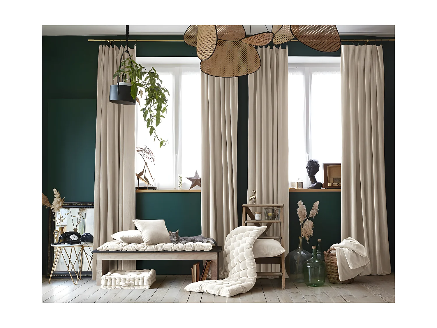 HARRIS - Coussin Déhoussable 45x45cm Velours de Coton Coloris Pampa