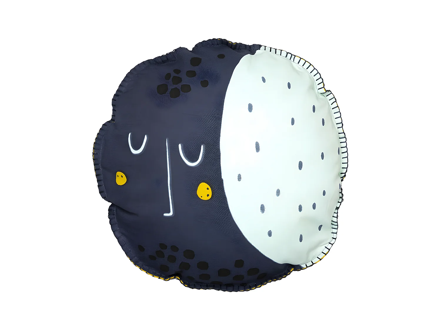 LUNEA - Coussin Déhoussable Ø40cm Motifs Lune et Soleil