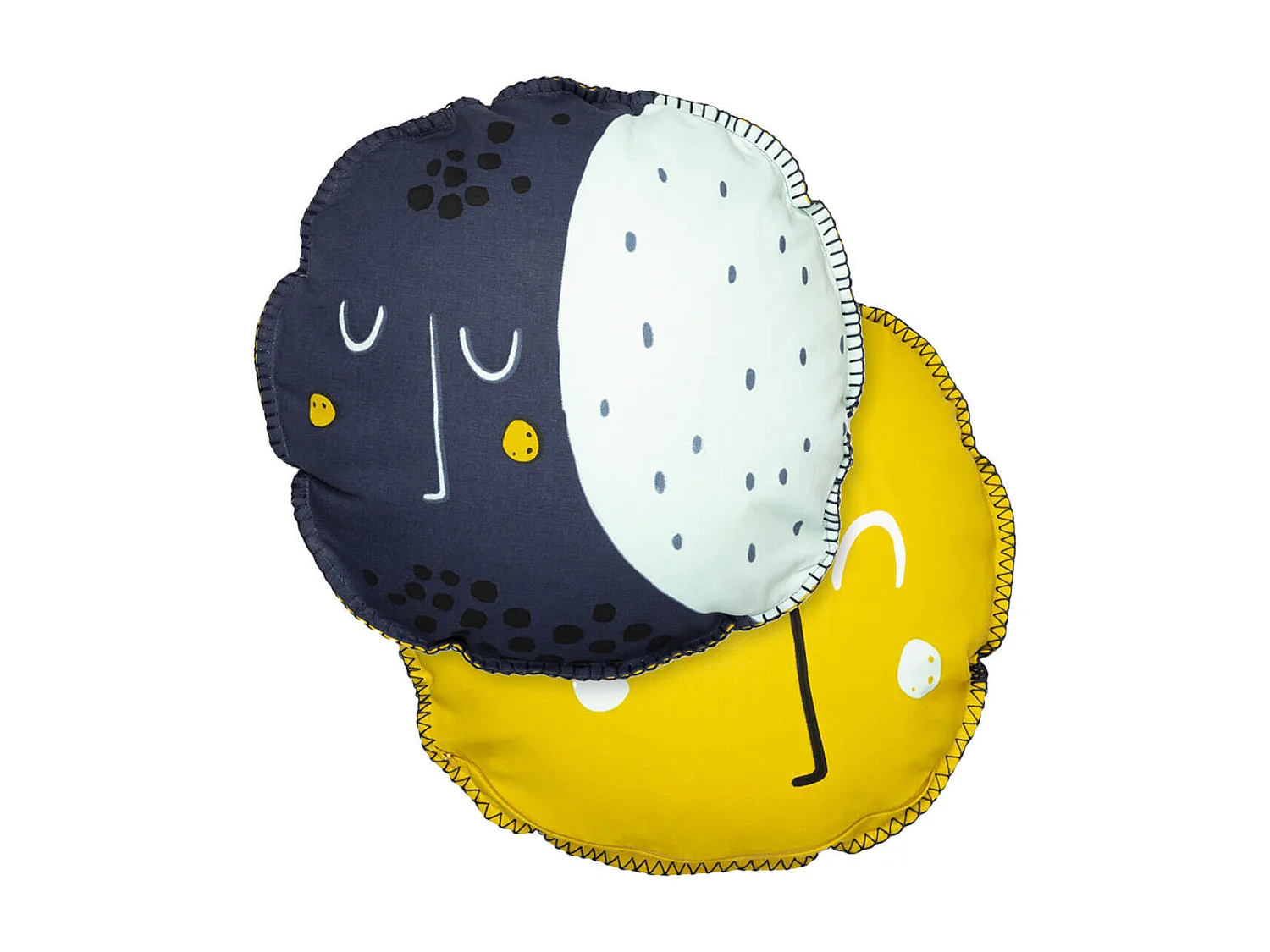 LUNEA - Coussin Déhoussable Ø40cm Motifs Lune et Soleil