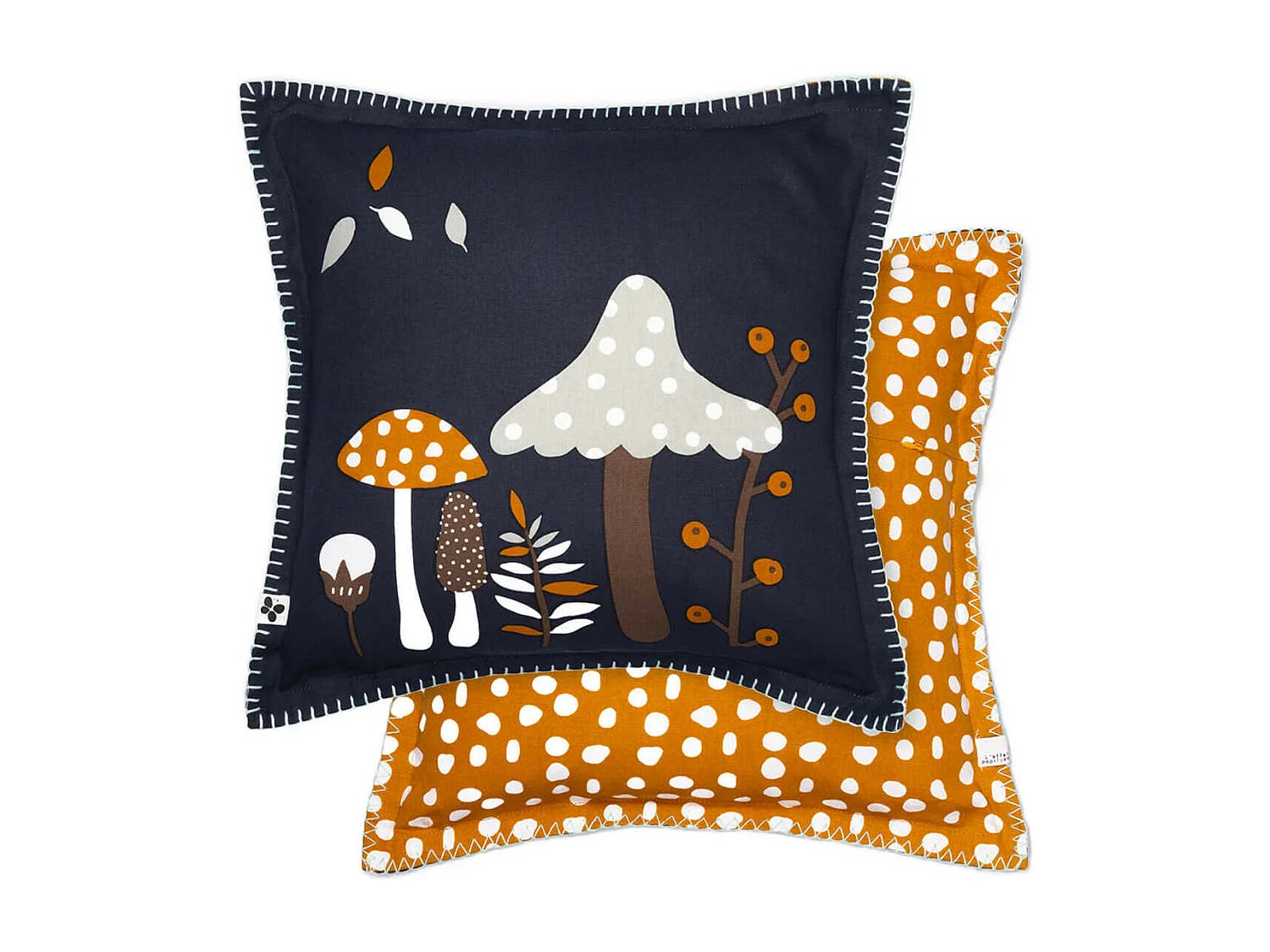 AUTOMNE - Coussin Déhoussable 40x40cm Coton Motifs Champignons