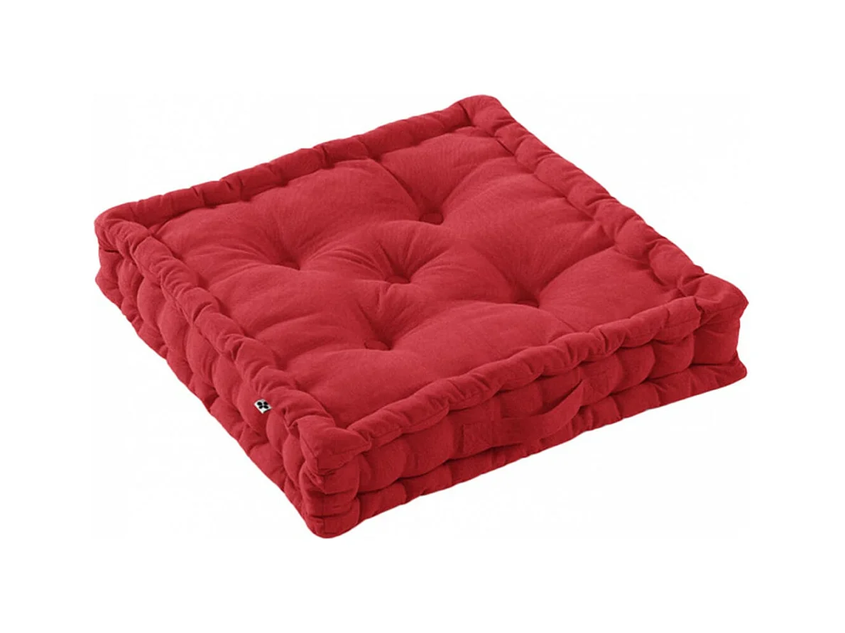 SOPHIE - Coussin de Sol 50x50cm Coton Coloris Cerise