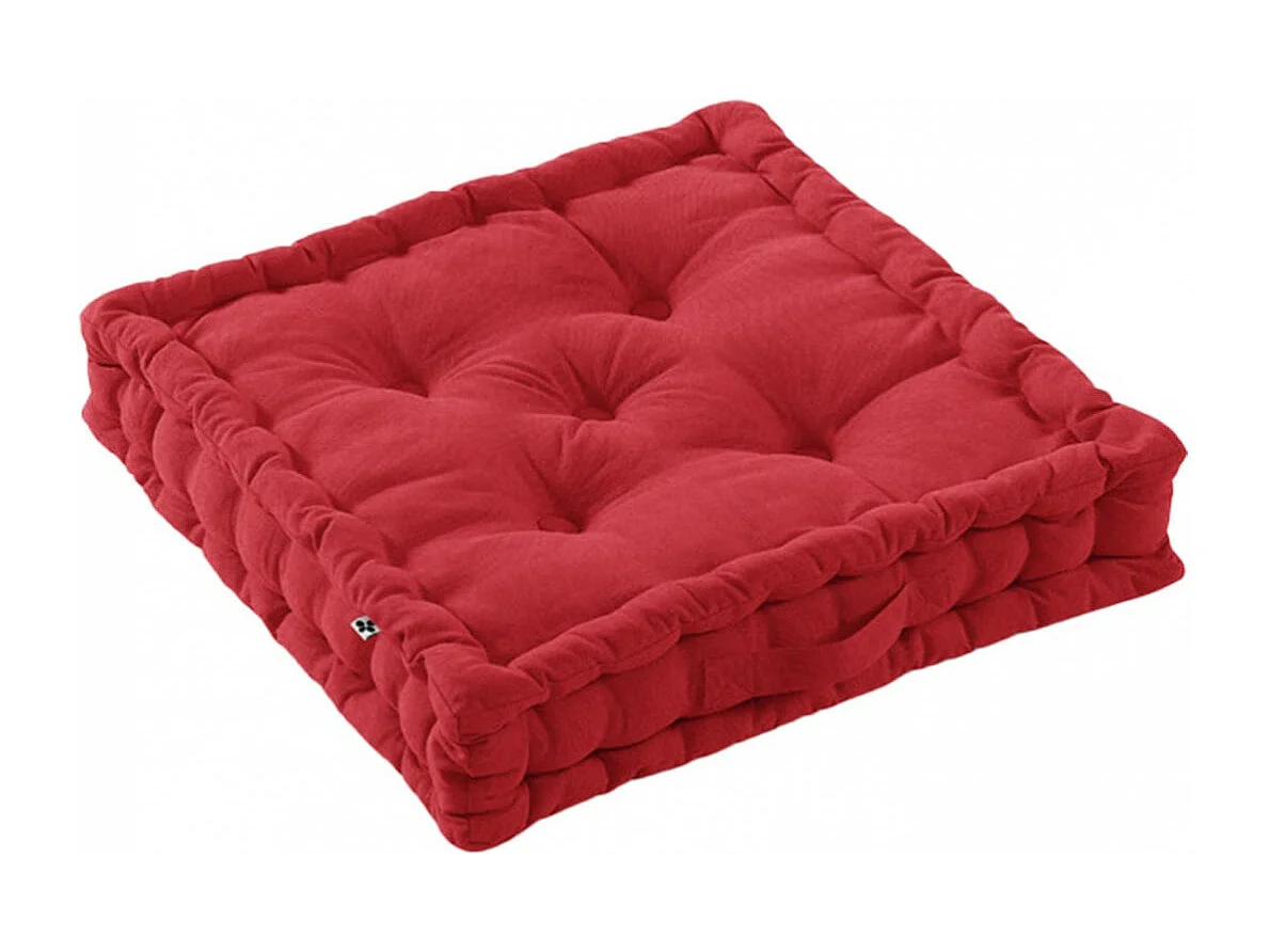 SOPHIE - Coussin de Sol 50x50cm Coton Coloris Cerise
