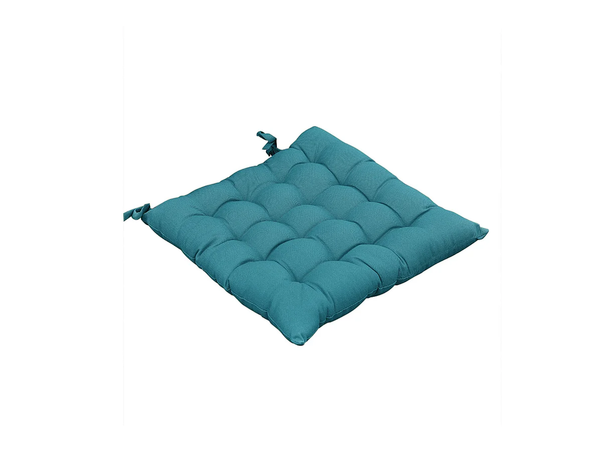 SOPHIE - Coussin de Chaise Matelassé 38x38cm Coton Coloris Paon