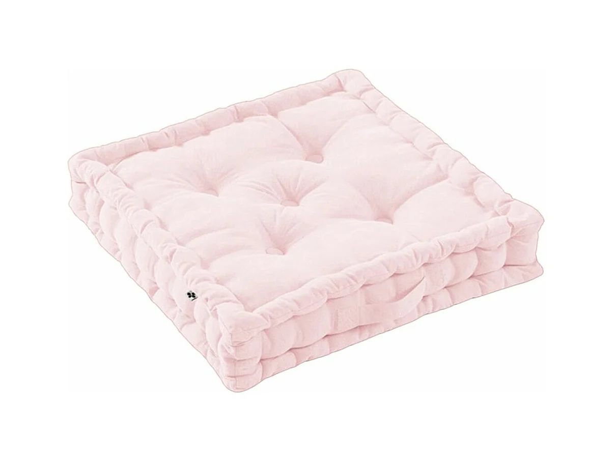 SOPHIE - Coussin de Sol 50x50cm Coton Coloris Pivoine