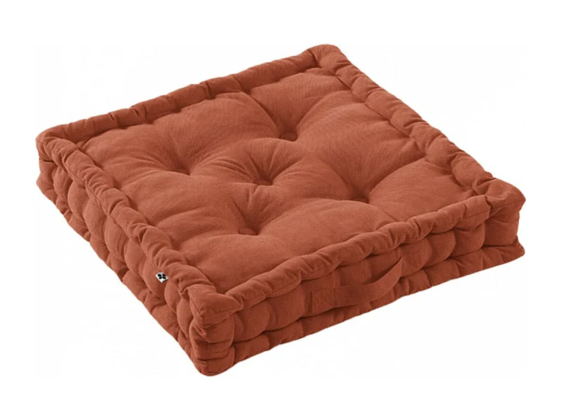 SOPHIE - Coussin de Sol 50x50 cm Coton Coloris Terracotta