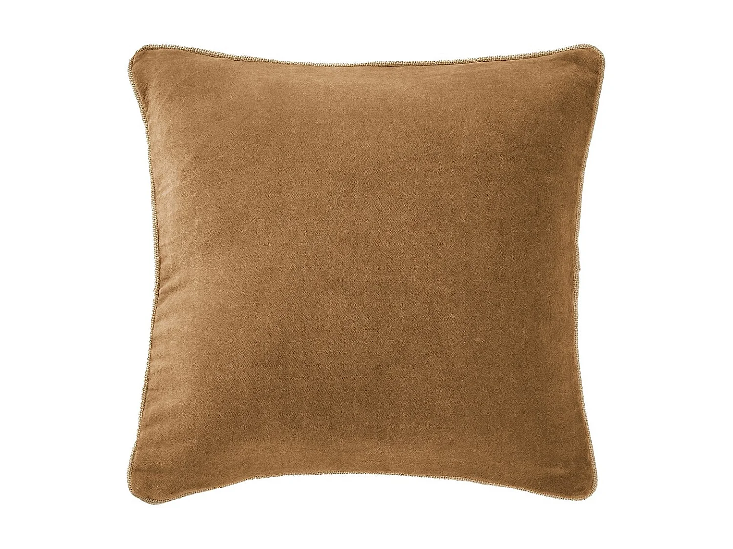HARRIS - Coussin Déhoussable 45x45cm Velours de Coton Coloris Camel