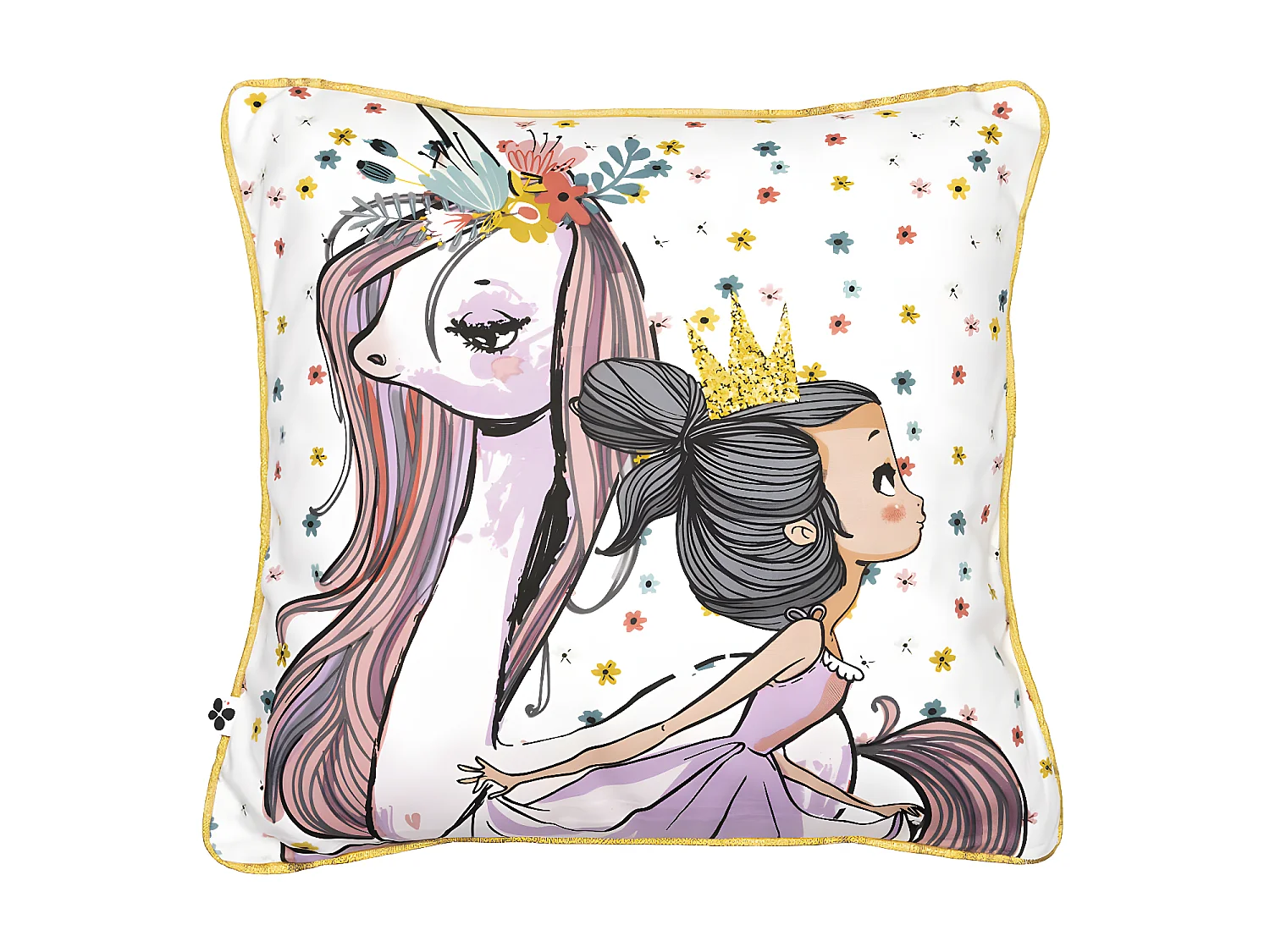 PHILIAS - Coussin Déhoussable 40x40cm Coton Motif Licorne