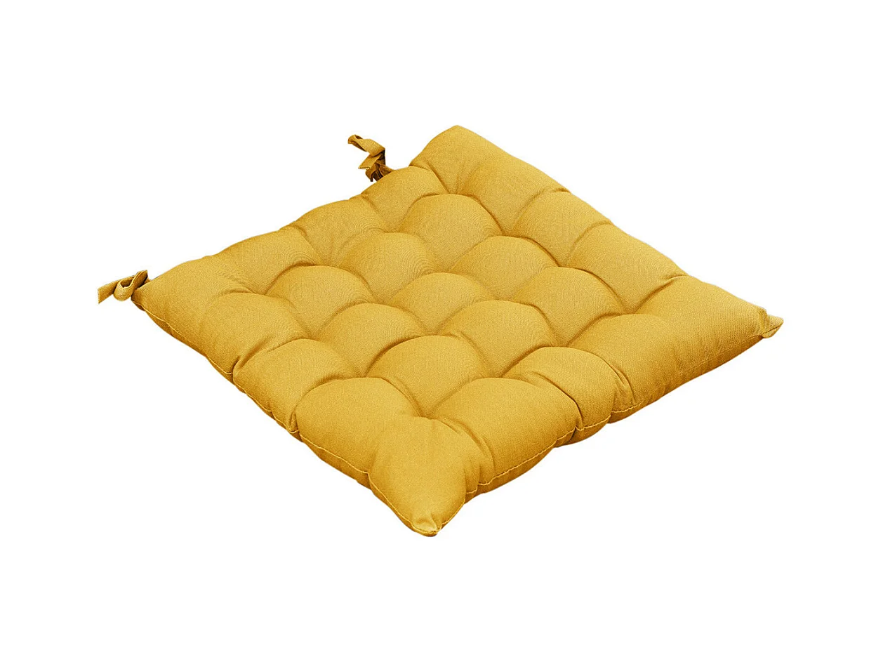 SOPHIE - Coussin de Chaise Matelassé 38x38cm Coton Coloris Safran