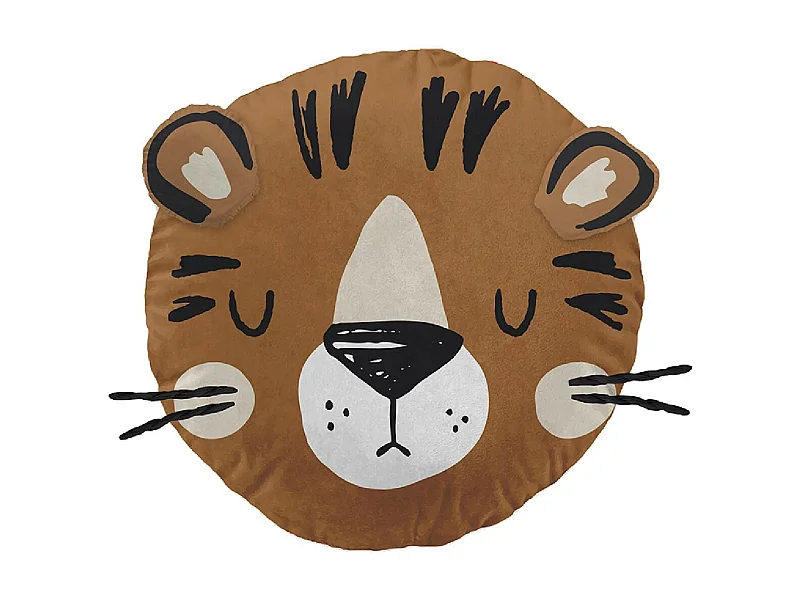 DEREK - Coussin Déhoussable Ø30cm Coton Motif Tigre