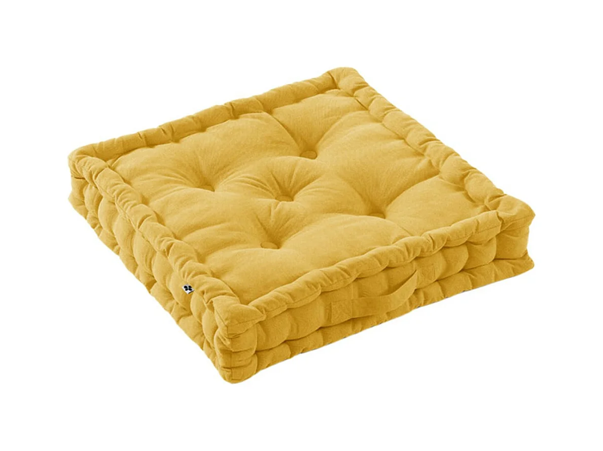 SOPHIE - Coussin de Sol 50x50cm Coton Coloris Safran