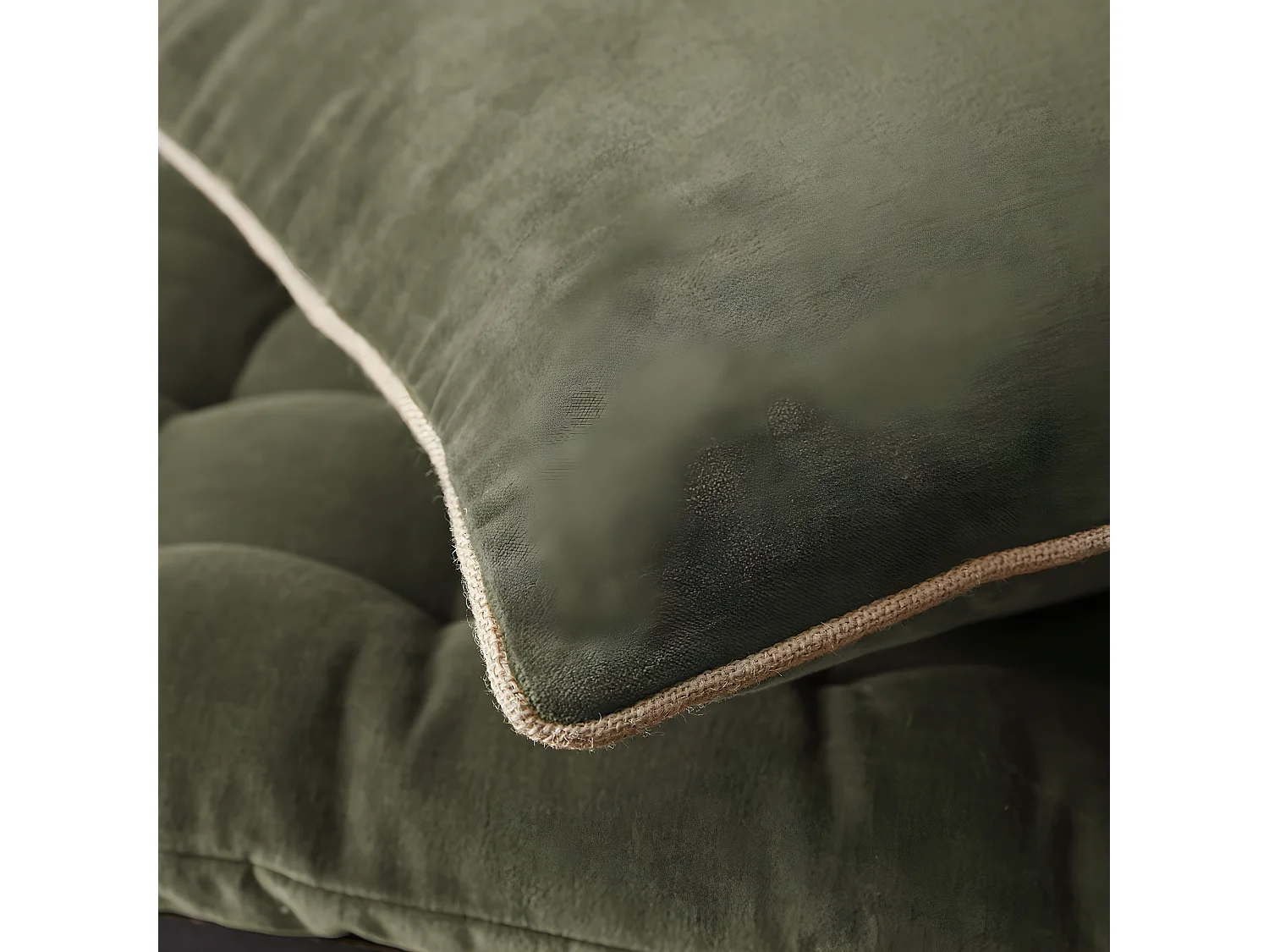 HARRIS - Coussin Déhoussable 45x45cm Velours de Coton Coloris Thym