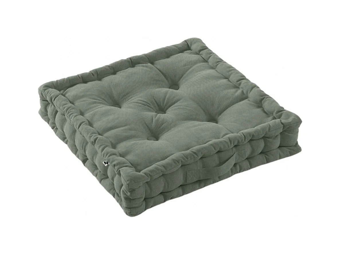 SOPHIE - Coussin de Sol 50x50cm Coton Coloris Romarin