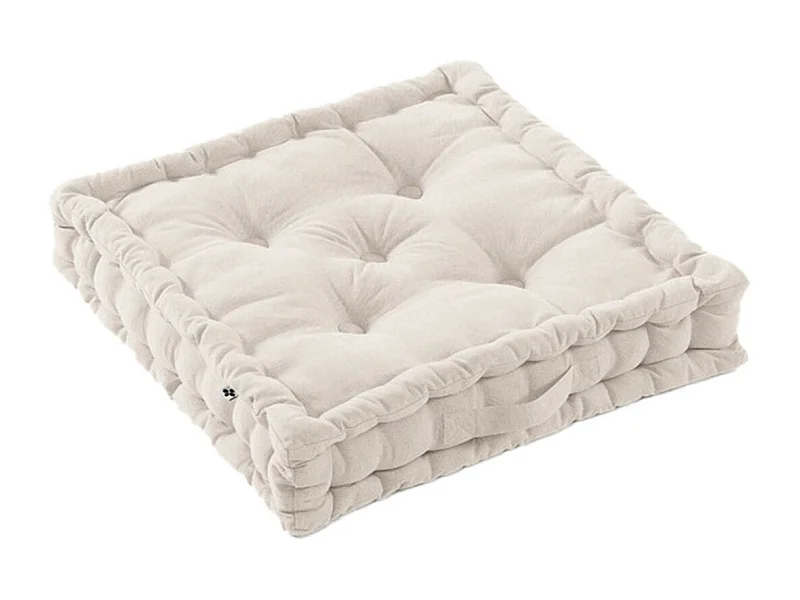 SOPHIE - Coussin de Sol 50x50cm Coton Coloris Grège