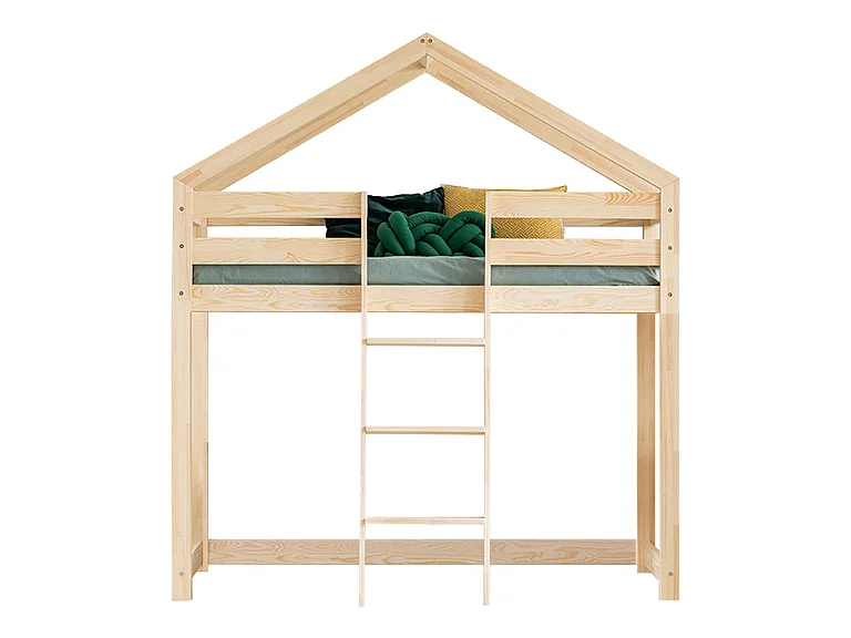 Letto cabana a mezza altezza 70x140 con rete a doghe Jeanne Bois