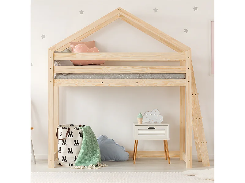 Alix Bois 90x190 halfhoog kajuitbed inclusief lattenbodem