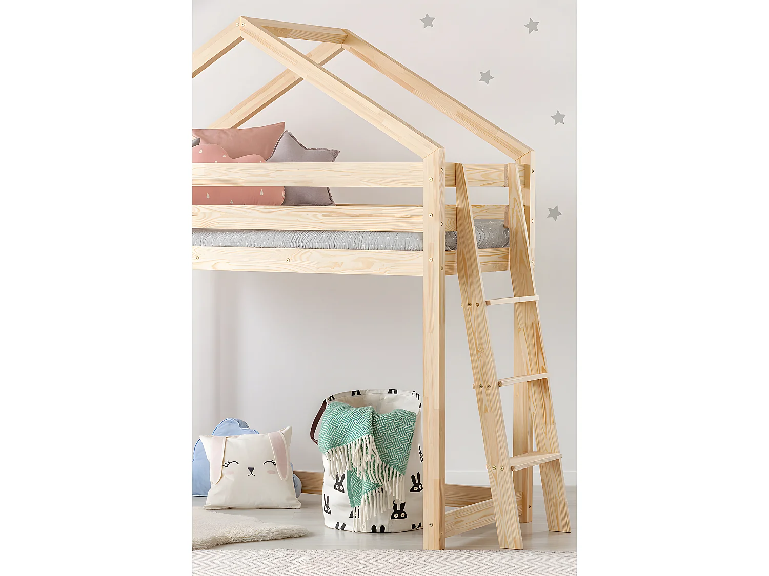 Alix Bois 90x200 halfhoog kajuitbed inclusief lattenbodem