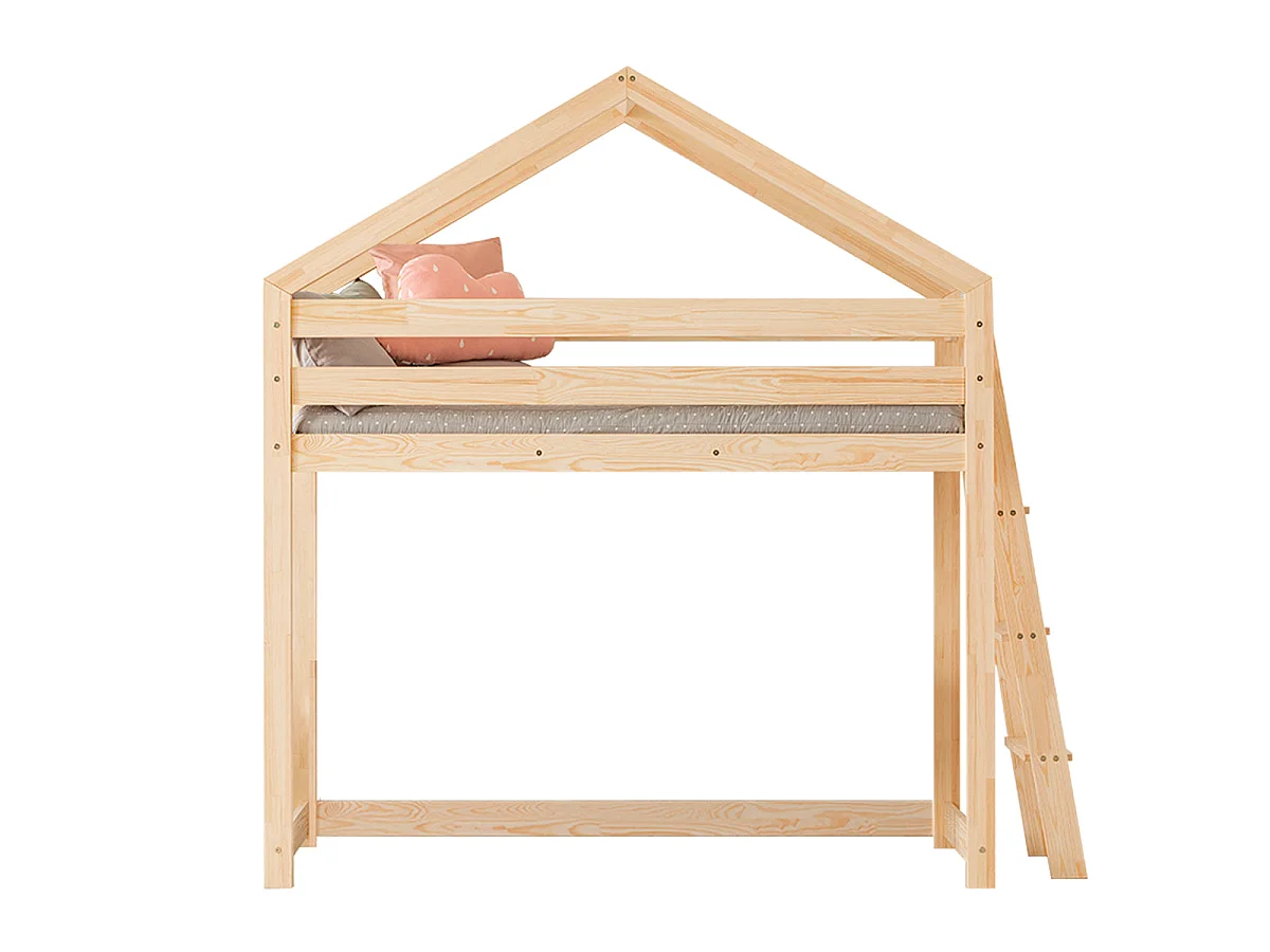 Letto da cabina a mezza altezza Alix Legno 90x200 con rete a doghe