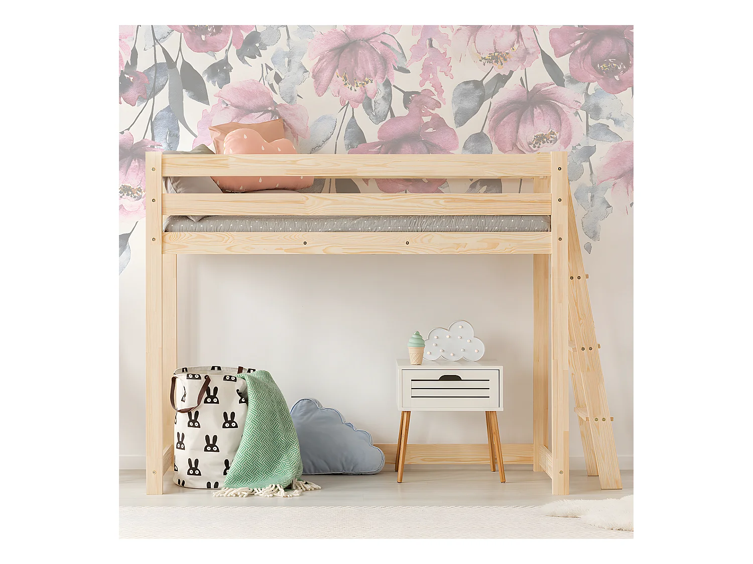 Lit mi-hauteur 90x190 sommier inclus Mark Bois