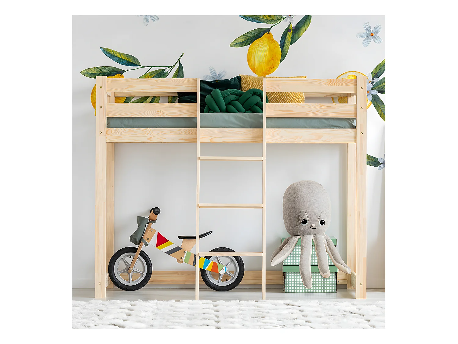 Lit mi-hauteur 90x190 sommier inclus Georges Bois