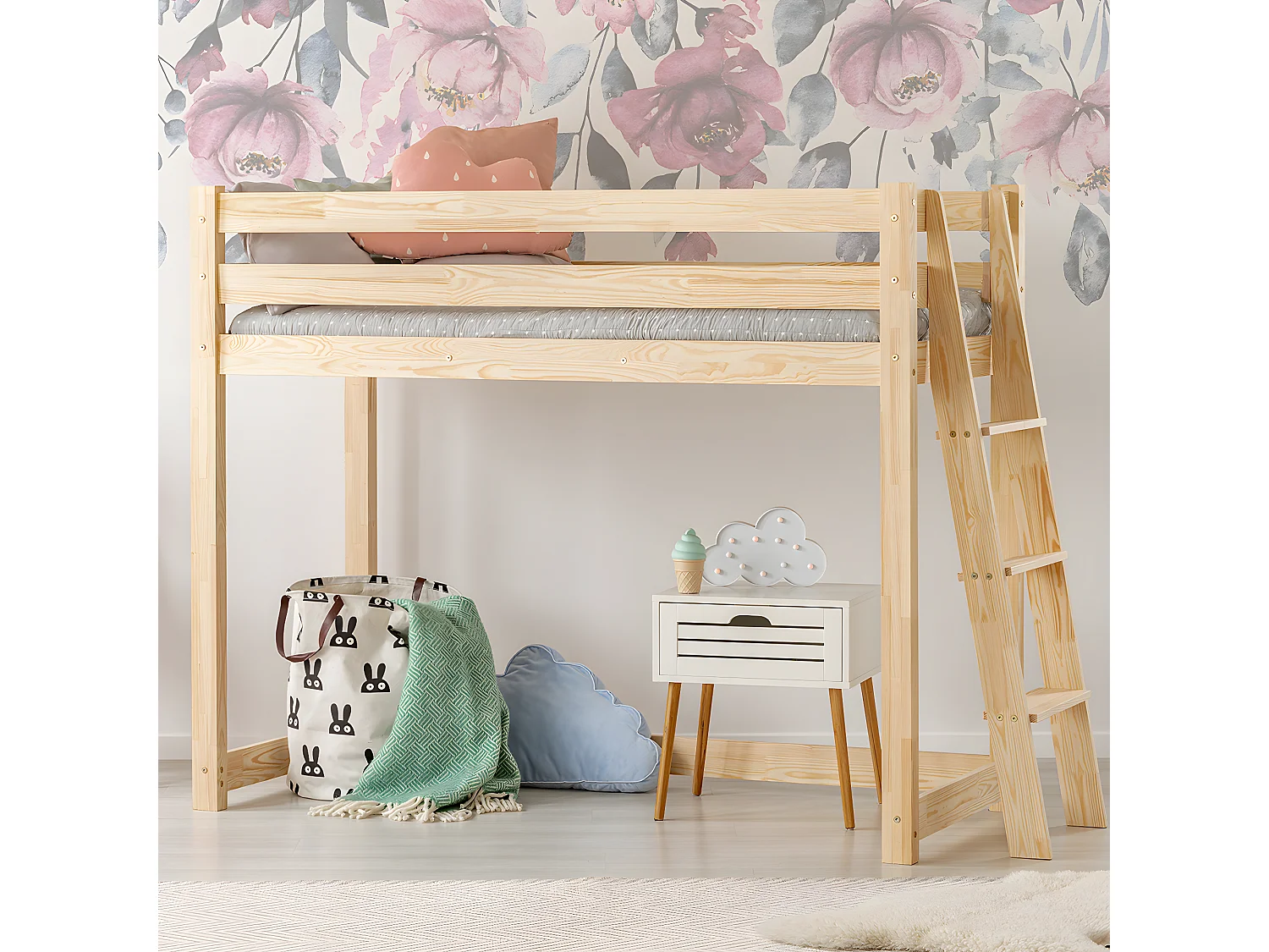 90x200 halfhoog bed inclusief lattenbodem Mark Bois