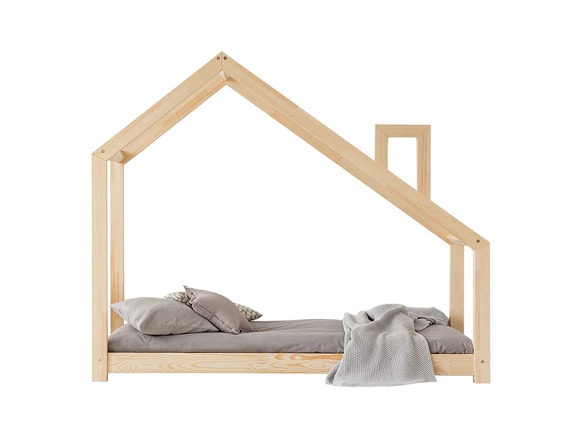Lit cabane 90x200 sommier inclus Nathan Bois