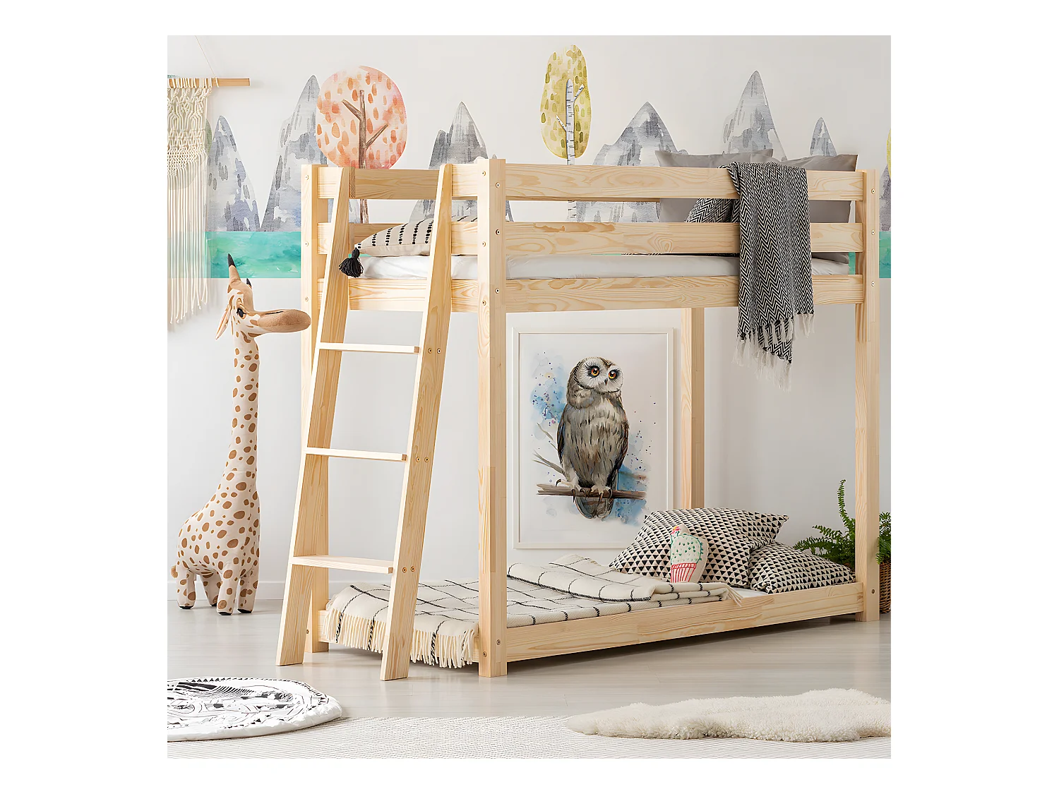 Lit superposé 90x190 sommier inclus Owen Bois