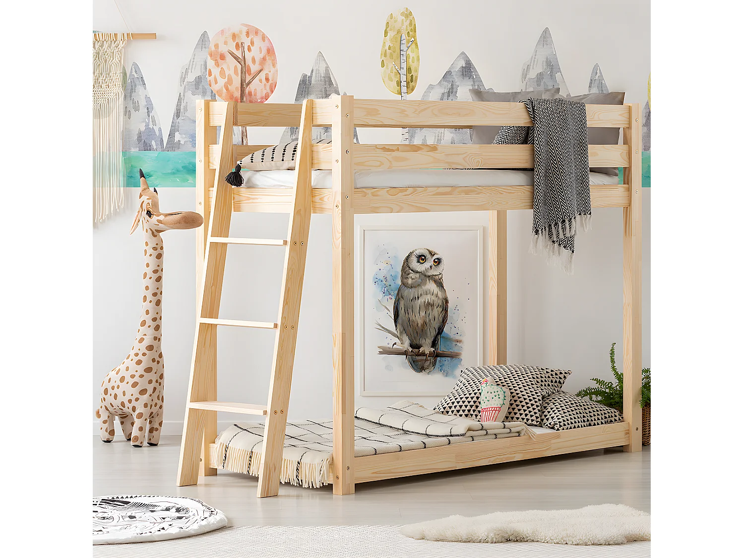 Lit superposé 90x190 sommier inclus Owen Bois