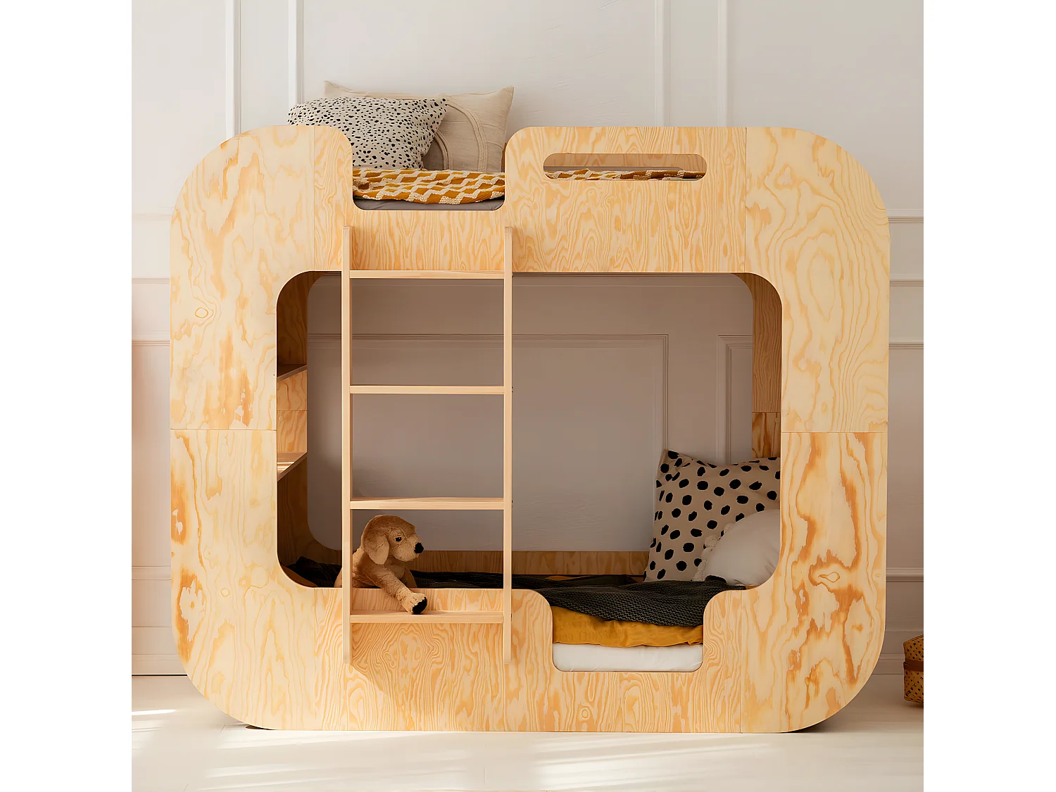 Stapelbed 90x200 linkerschaal inclusief lattenbodem Nadège Bois