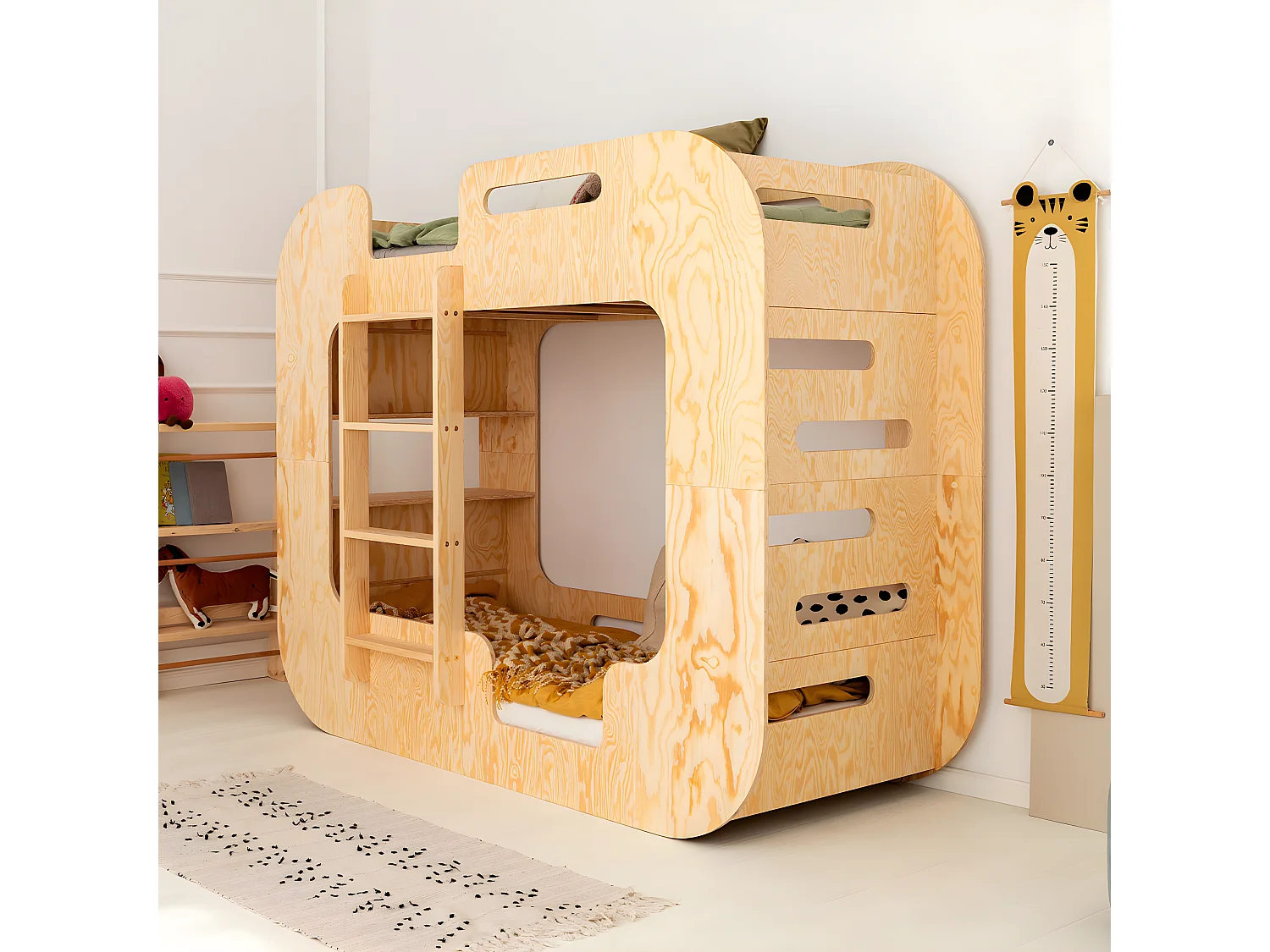 Stapelbed 90x200 linkerschaal inclusief lattenbodem Nadège Bois