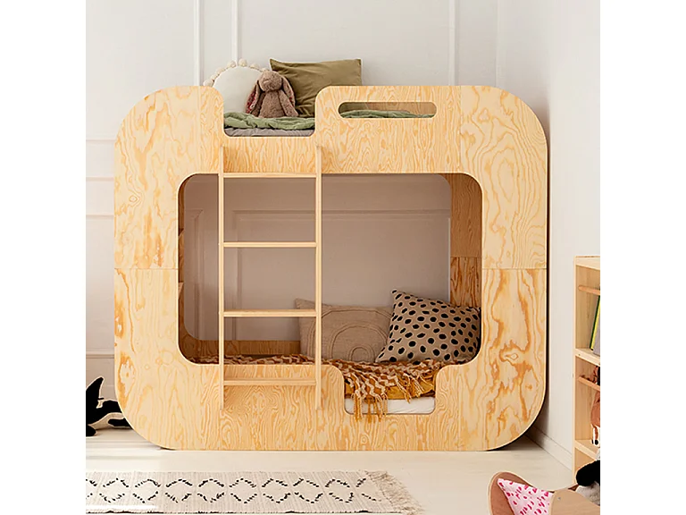 Beliche 90x200 escala à esquerda incluindo a base Nadège Bois