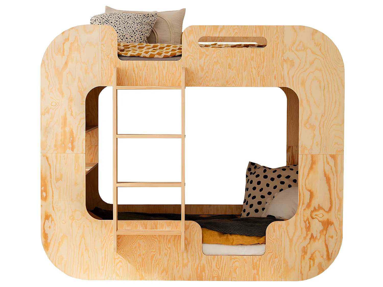 Lit superposé 90x190 échelle à gauche sommier inclus Nadège Bois