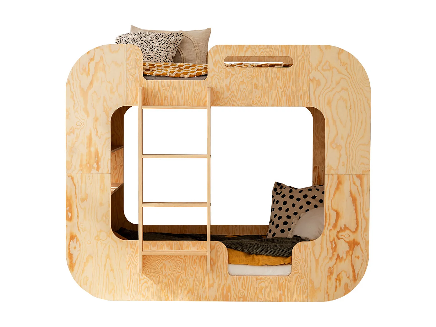 Litera 90x190 con escalera a la izquierda y somier Nadège Madera