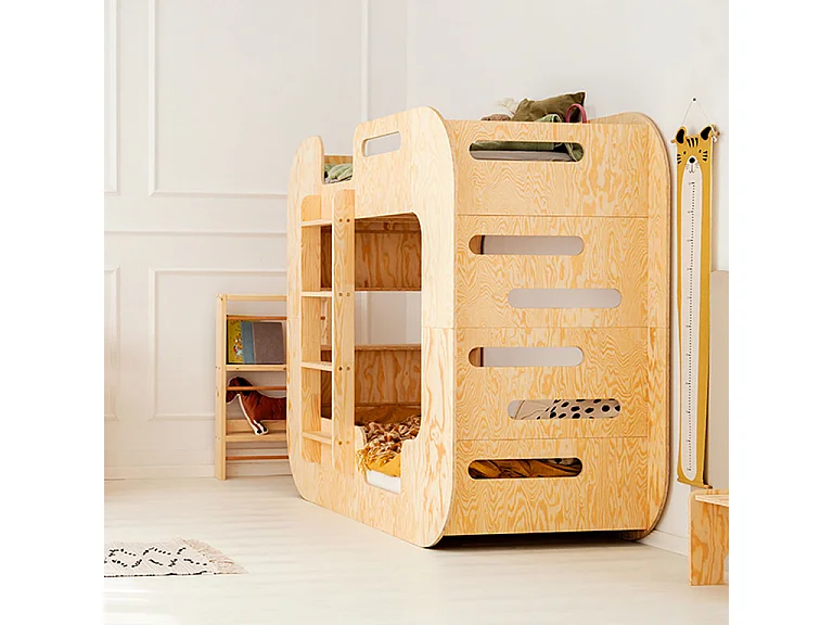 Litera 90x190 con escalera a la izquierda y somier Nadège Madera