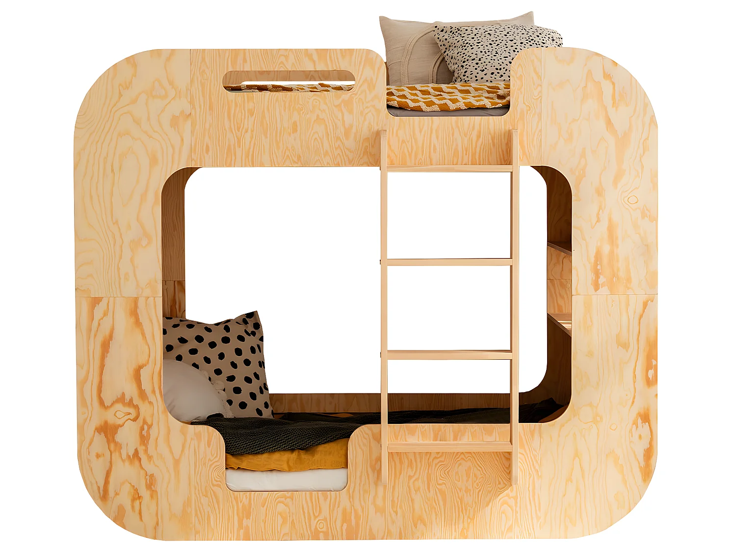 Litera 90x200 con escalera a la derecha y somier Nadège Madera