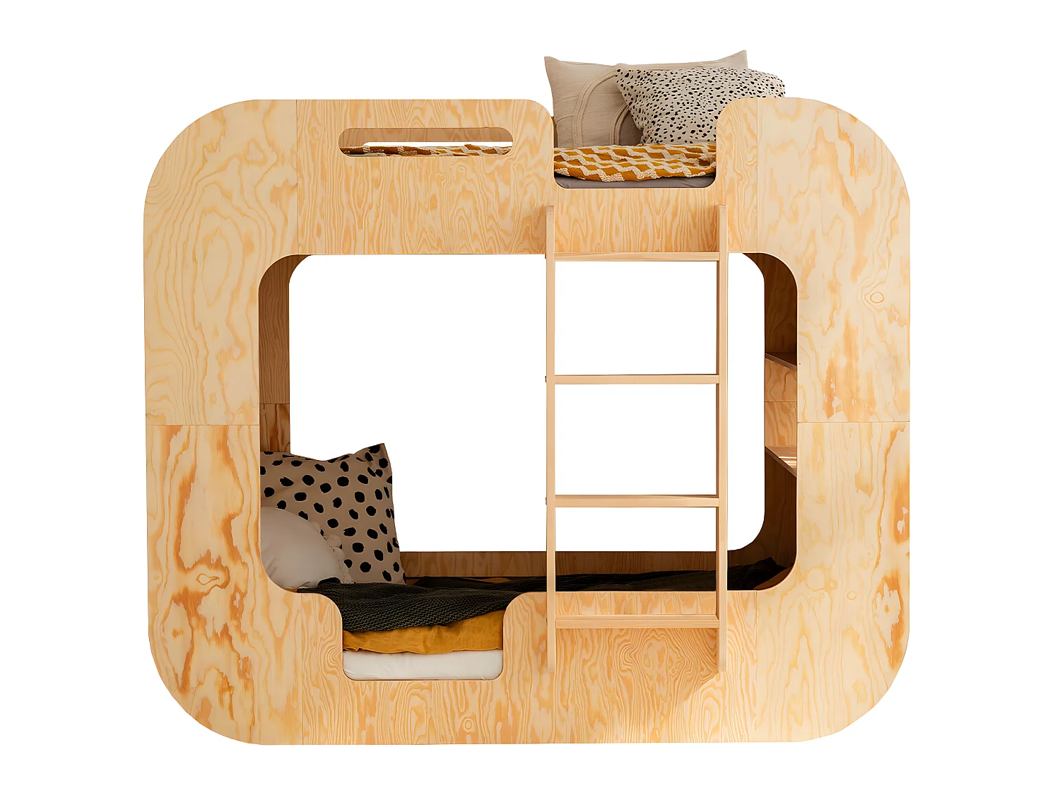 Stapelbed 90x190 rechterschaal inclusief lattenbodem Nadège Bois