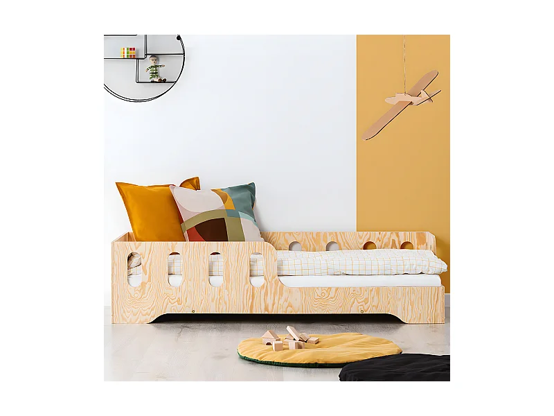 Lit 90x200 entrée droite sommier inclus Estelle Bois