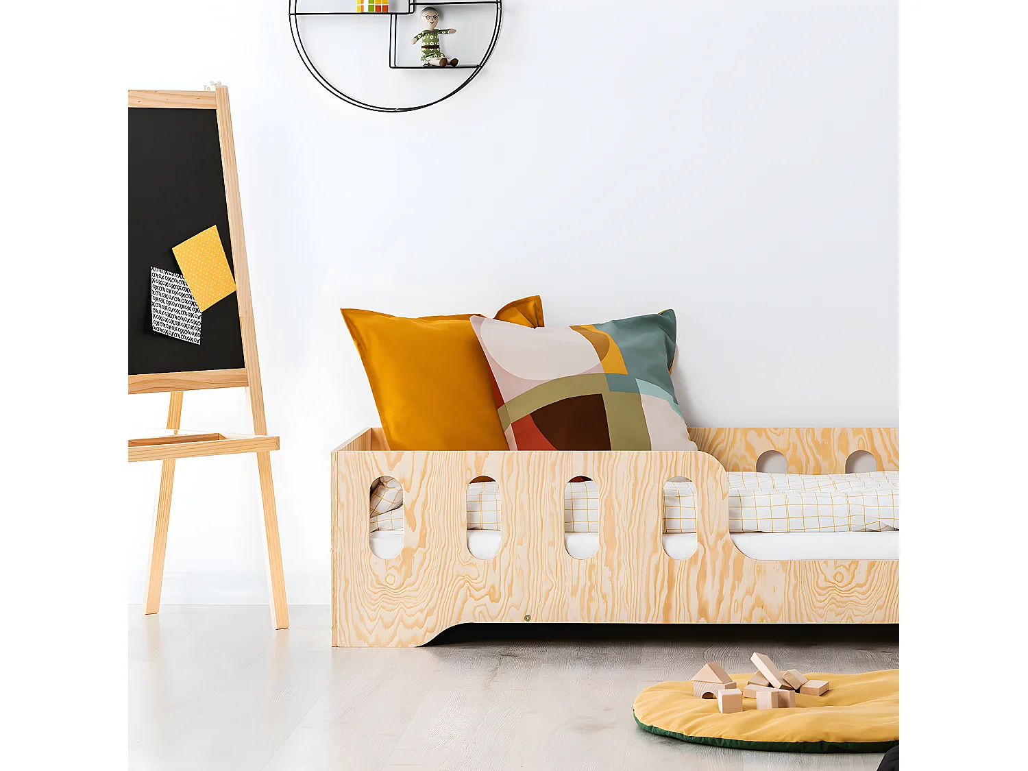 Lit 90x200 entrée droite sommier inclus Estelle Bois