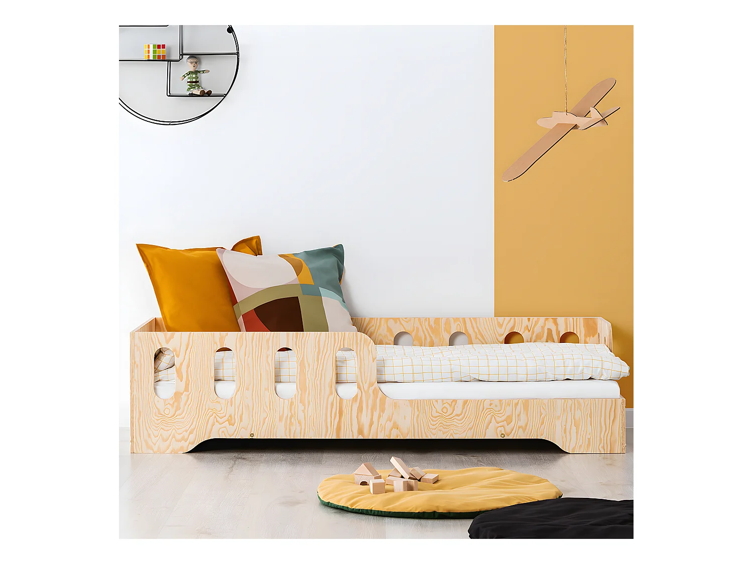 Lit 90x190 entrée droite sommier inclus Estelle Bois