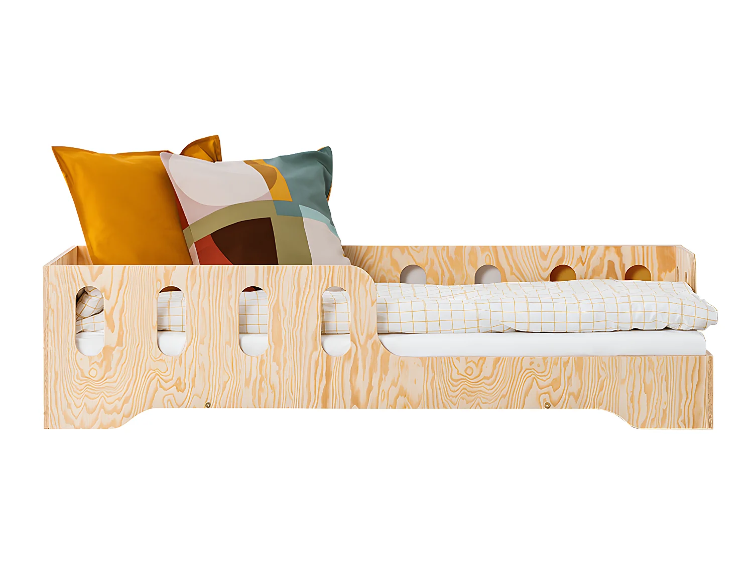 Lit 90x190 entrée droite sommier inclus Estelle Bois